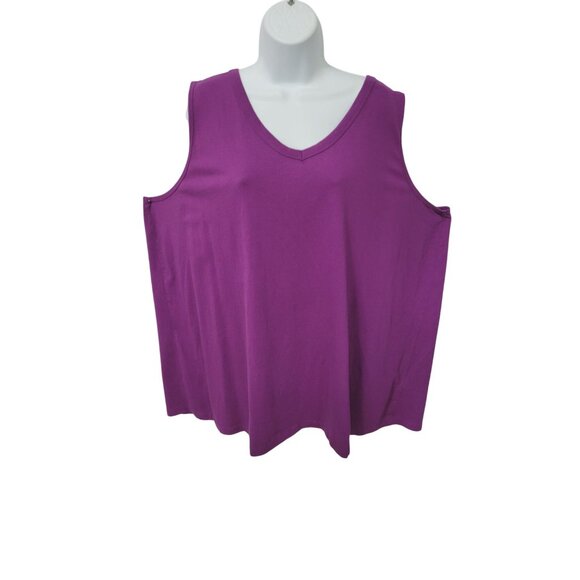 Roamans  Tank Top Womens Plus Size 26/28 2X Purple Sleeveless V-Neck - Picture 2 of 8